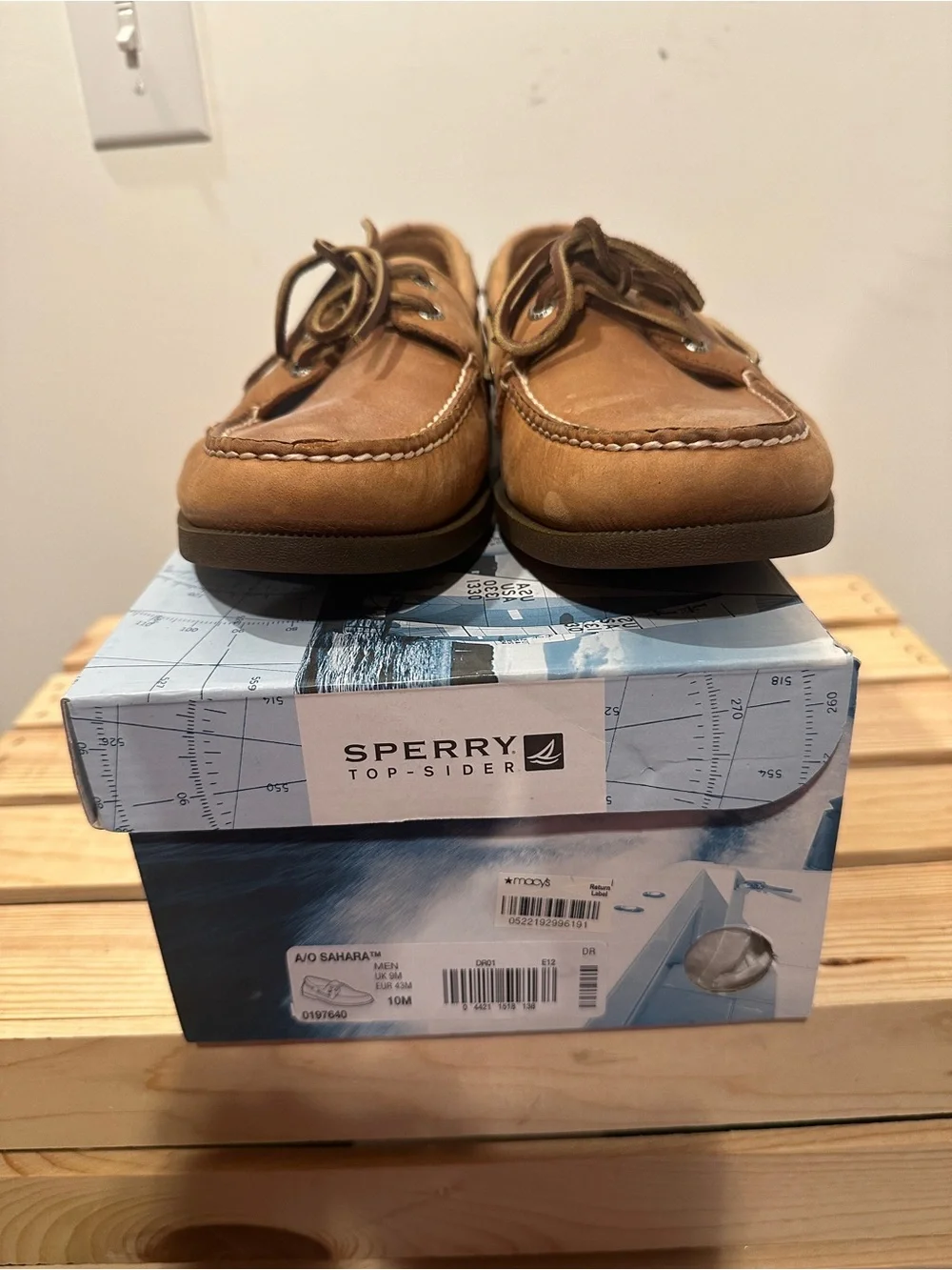 Sperry Men's A/O Sahara Sand/Tan Leather Moccasin Boat Shoes size 10